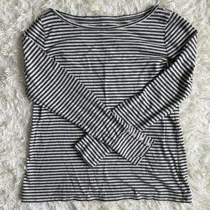 LOFT Striped Long Sleeve with Button Accents